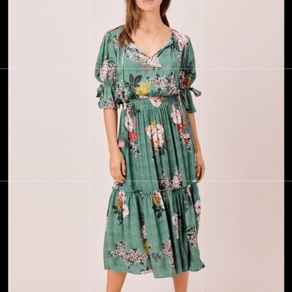 Lovestitch Flutter Sleeve Garden Floral Midi Dress - Picture 12 of 15